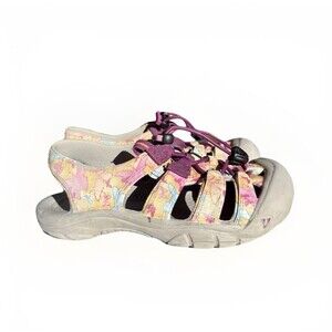 Keen Girls Youth Size 12 Gray Rubber Slingback Sandals Floral Water Shoes